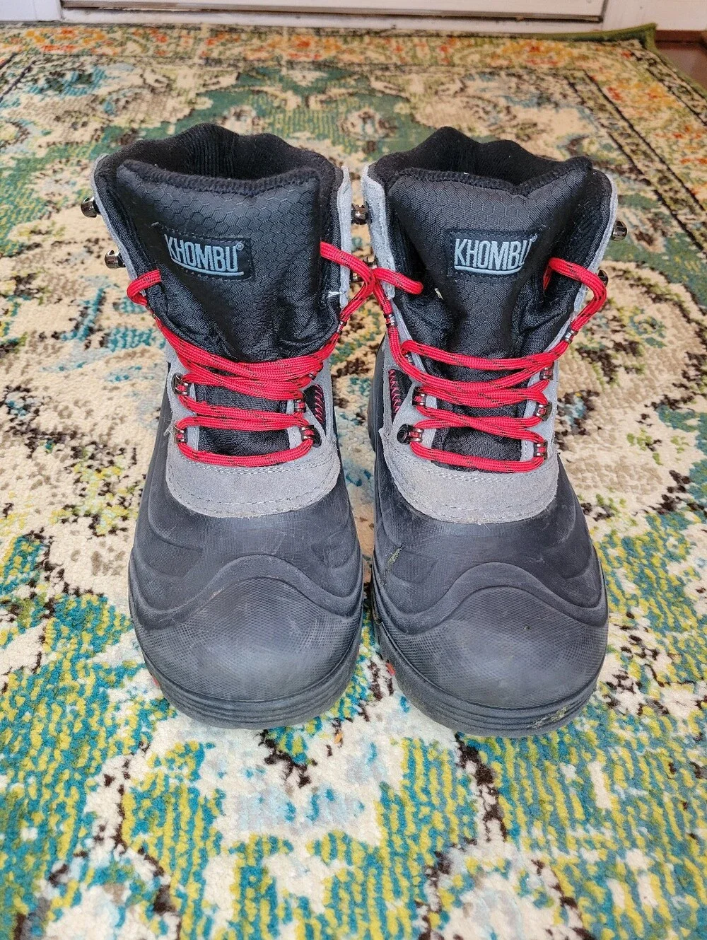 Khombu Waterproof Outdoor Grey & Black Snow Boot, Size Mens 8